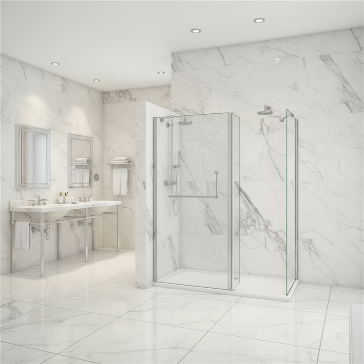 Walk-In Duschwand 200cm | 8mm NANO Glas mit/ohne Flipper Panel 30/40cm – Modern & Pflegeleicht VARYASYON PROBLEM