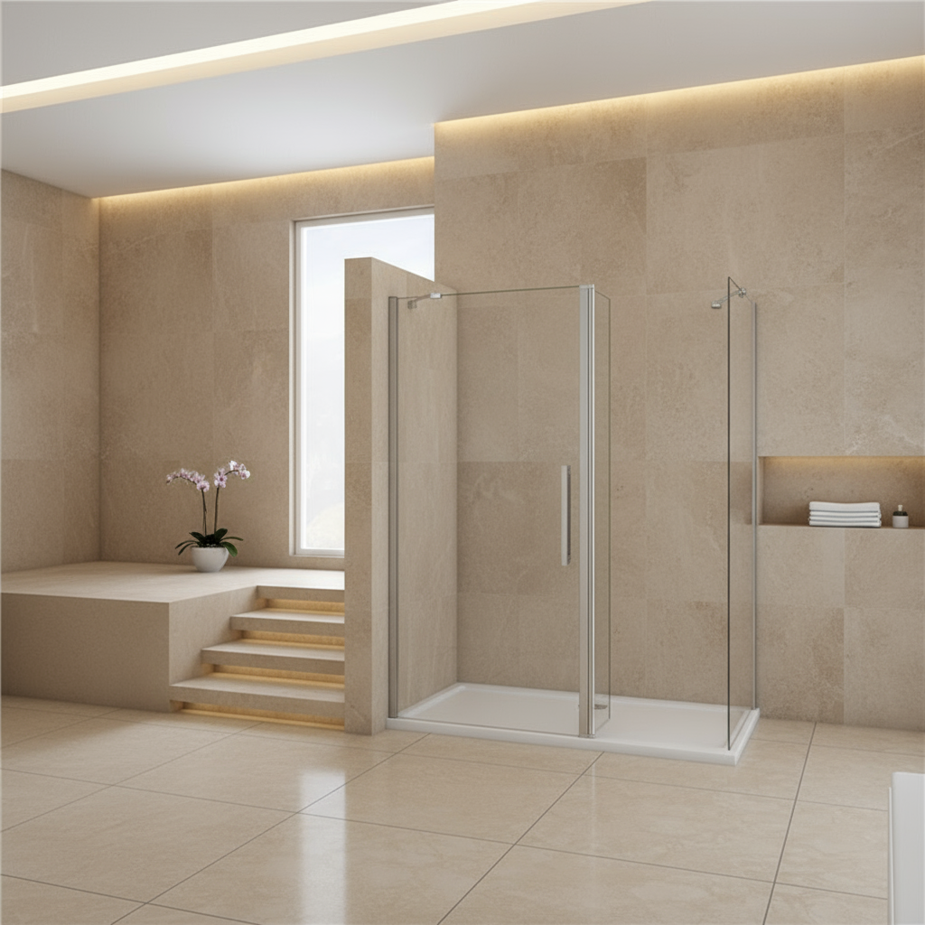 Walk-In Duschwand 200cm | 8mm NANO Glas mit/ohne Flipper Panel 30/40cm – Modern & Pflegeleicht VARYASYON PROBLEM