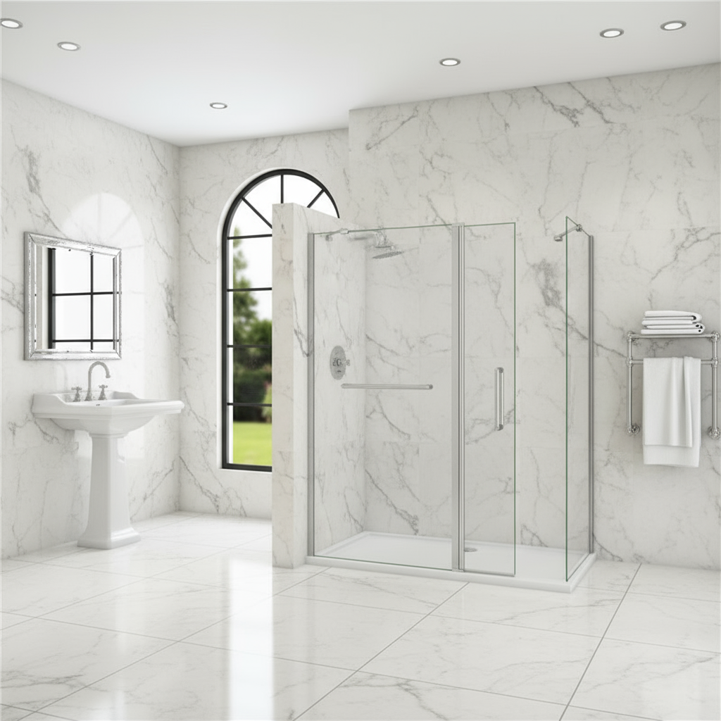 Walk-In Duschwand 200cm | 8mm NANO Glas mit/ohne Flipper Panel 30/40cm – Modern & Pflegeleicht VARYASYON PROBLEM