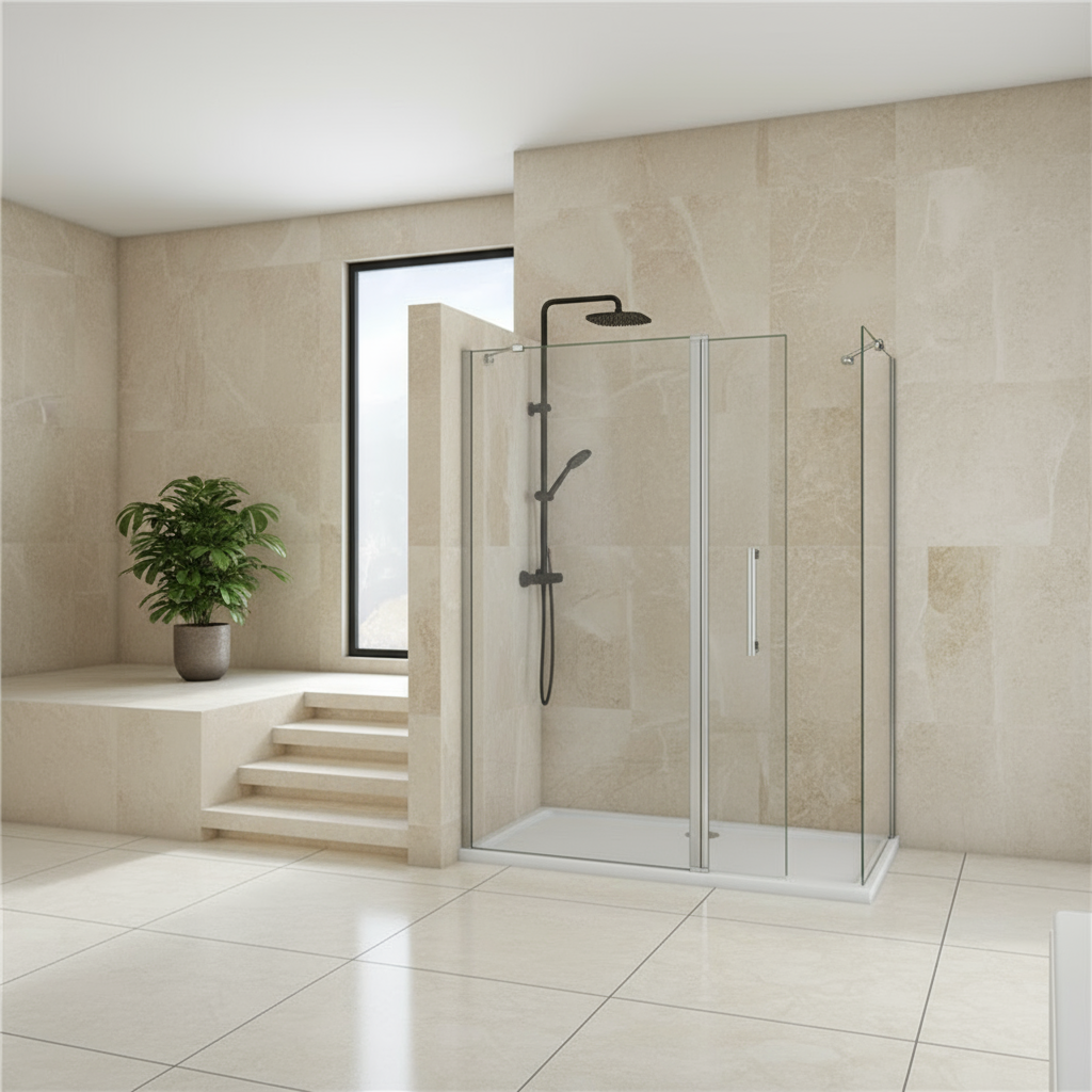 Walk-In Duschwand 200cm | 8mm NANO Glas mit/ohne Flipper Panel 30/40cm – Modern & Pflegeleicht VARYASYON PROBLEM