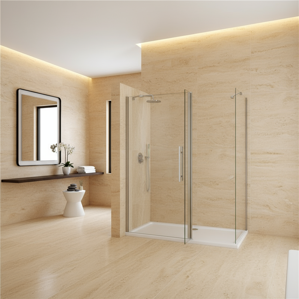 Walk-In Duschwand 200cm | 8mm NANO Glas mit/ohne Flipper Panel 30/40cm – Modern & Pflegeleicht VARYASYON PROBLEM