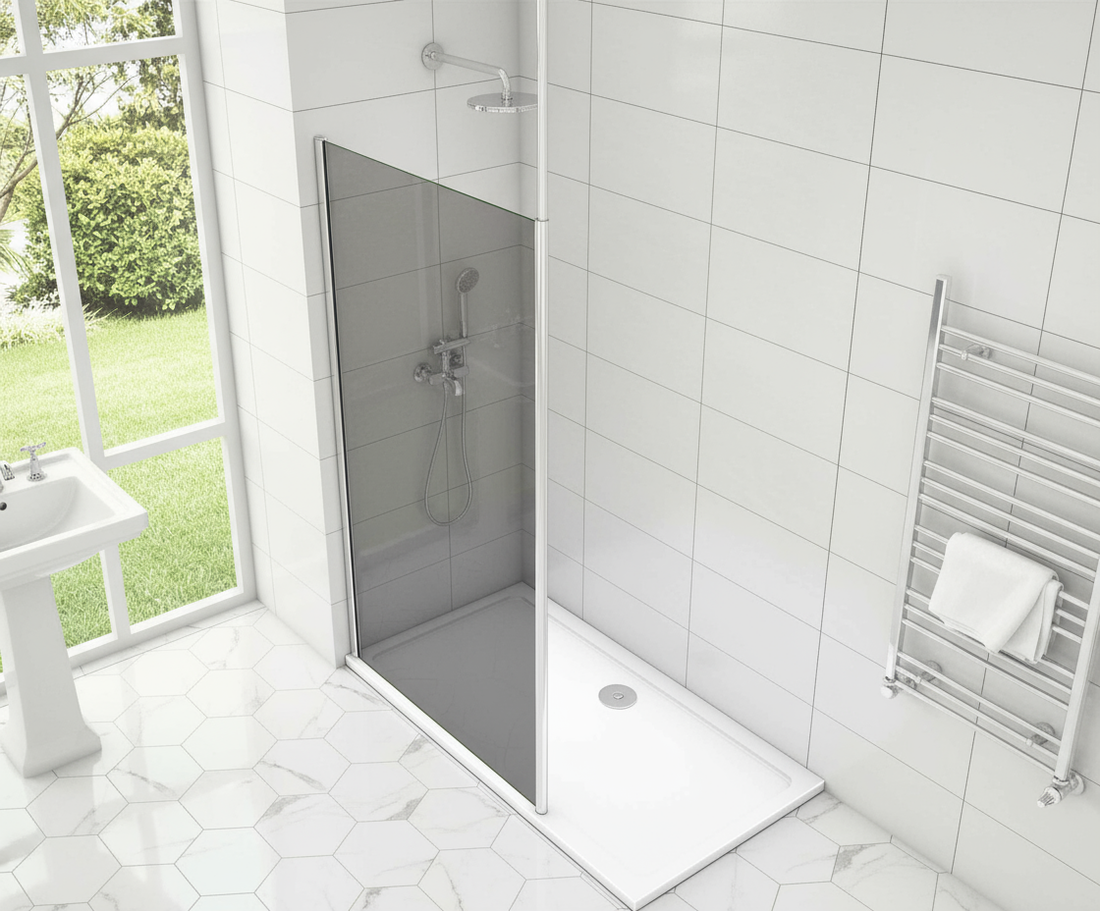 Walk-In Duschwand mit Deckenstrebe | 8mm NANO Glas Duschkabine 200cm mit Glasschutzfolie