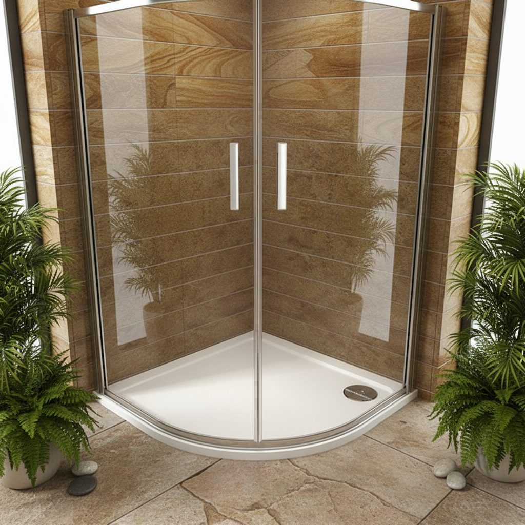 Viertelkreis Duschkabine 80×80 / 90×90 cm, Höhe 195 cm | Runddusche mit Drehtür aus ESG-Echtglas