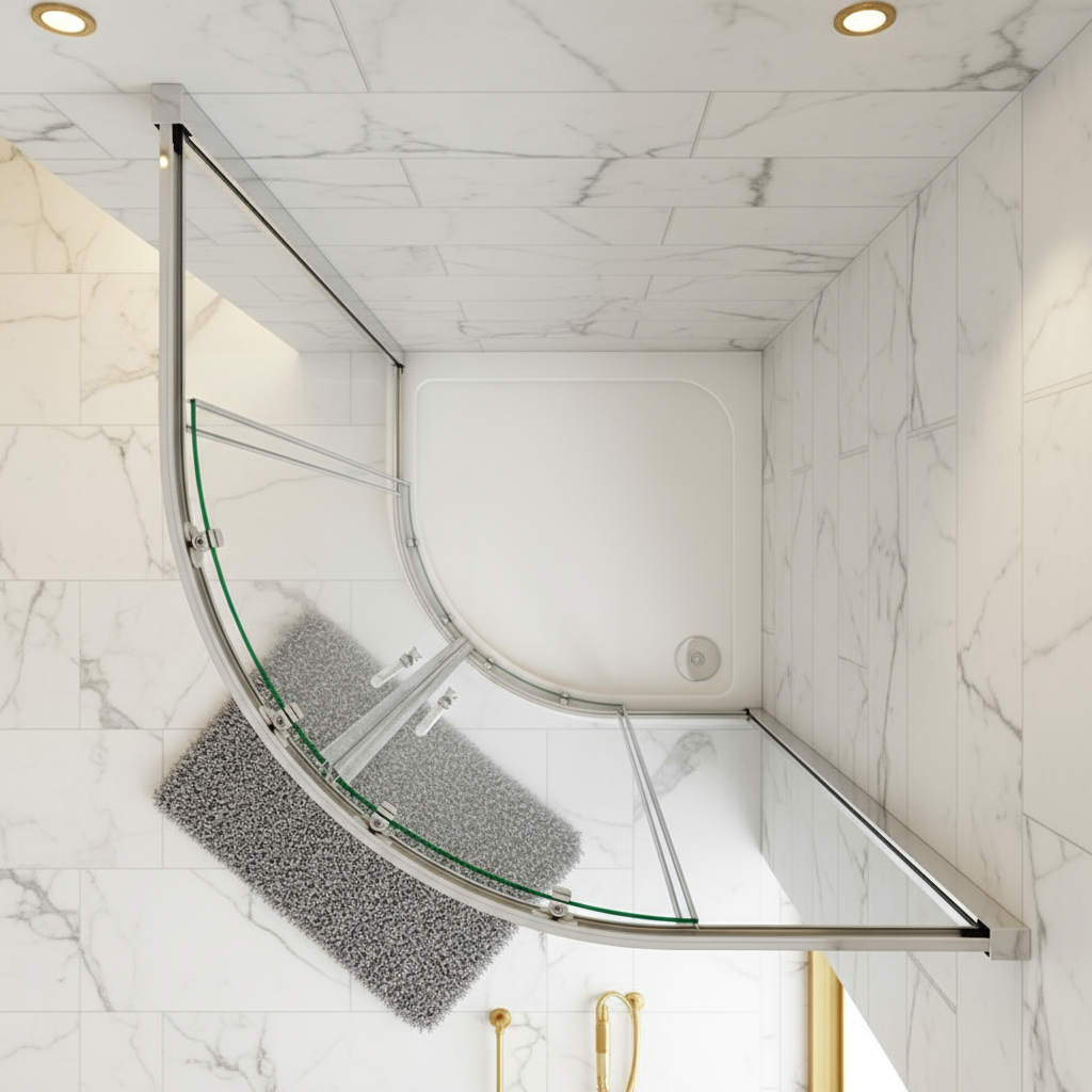 Viertelkreis Duschkabine 80×80 cm, Höhe 185 cm | Runddusche aus 5mm ESG-Echtglas, platzsparende Ecklösung Ohne Duschtasse