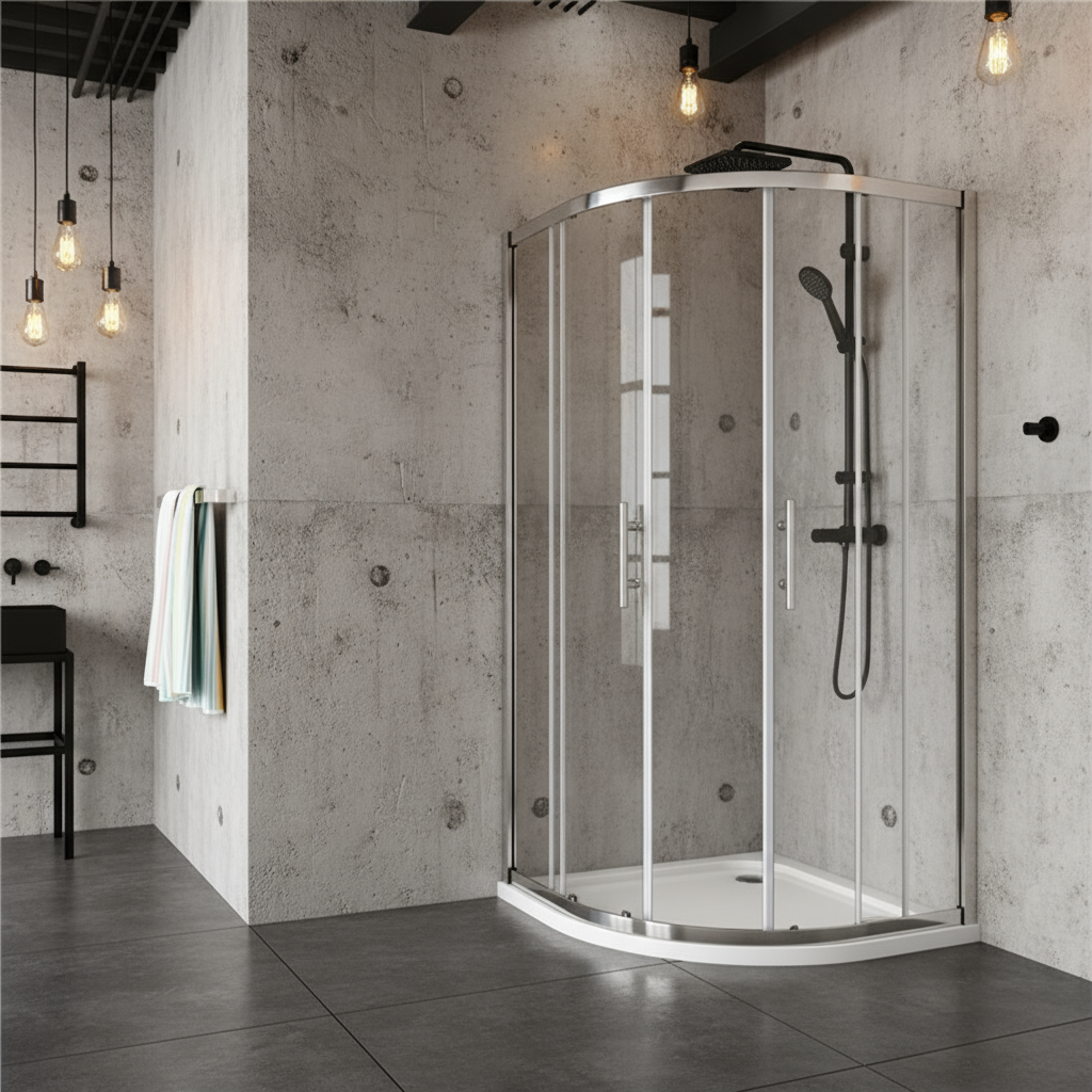 Viertelkreis Duschkabine 80×80 / 90×90 cm, Höhe 185 cm | Runddusche aus ESG-Echtglas, Eckdusche mit Versand