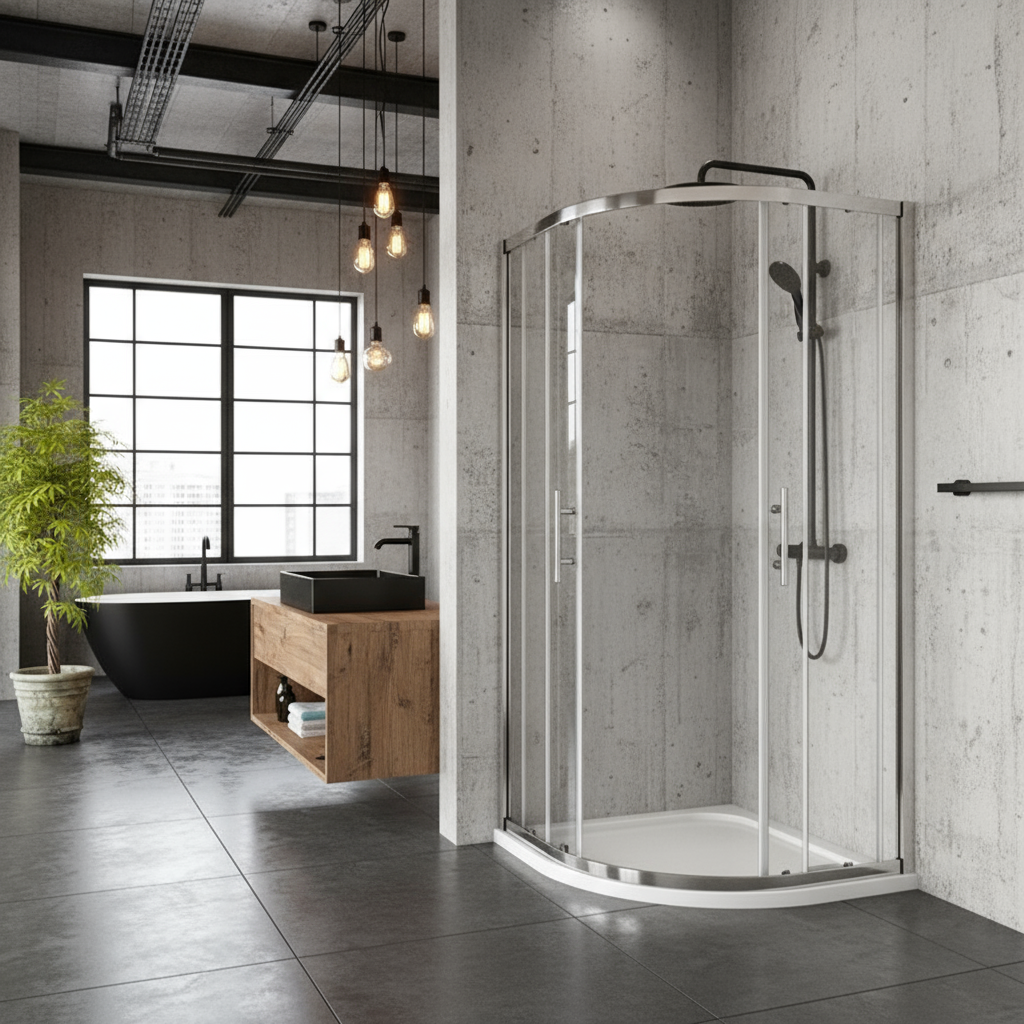 Viertelkreis Duschkabine 80×80 / 90×90 cm, Höhe 185 cm | Runddusche aus ESG-Echtglas, Eckdusche mit Versand