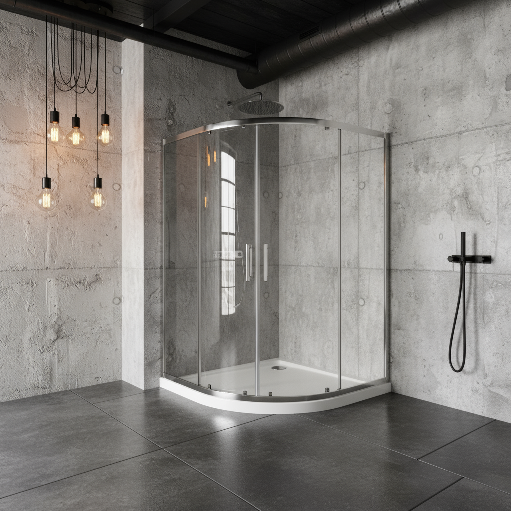 Viertelkreis Duschkabine 80×80 / 90×90 cm, Höhe 185 cm | Runddusche aus ESG-Echtglas, Eckdusche mit Versand