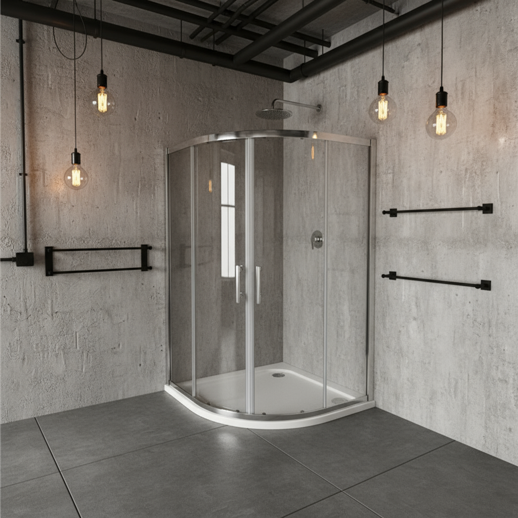 Viertelkreis Duschkabine 80×80 / 90×90 cm, Höhe 185 cm | Runddusche aus ESG-Echtglas, Eckdusche mit Versand