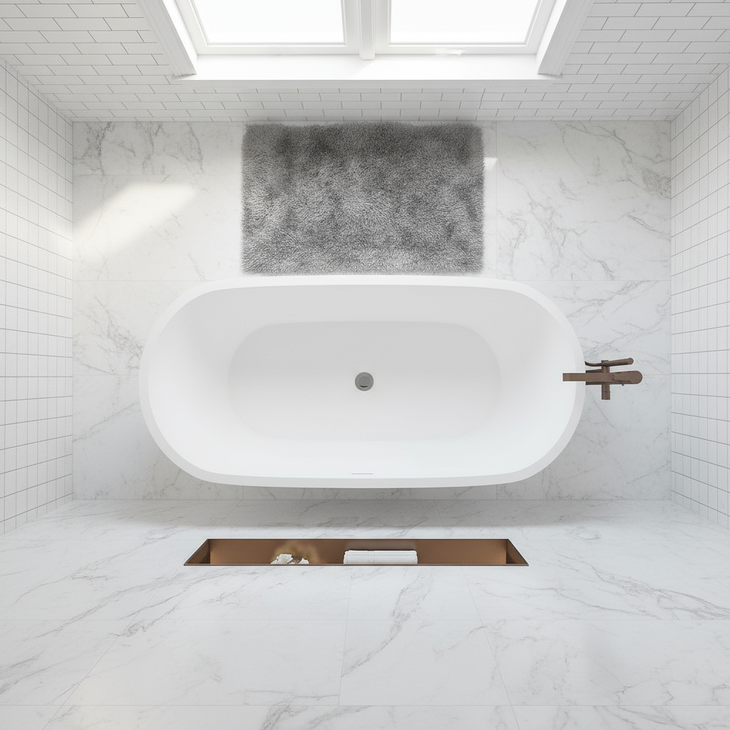 Freistehende Badewanne 150x70x58 cm – Acrylwanne Weiß mit Ab- & Überlauf