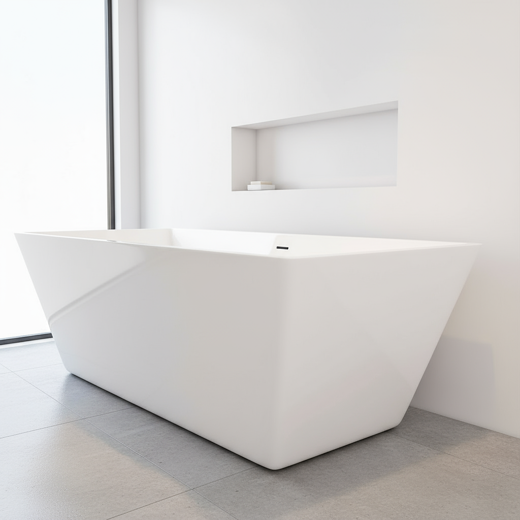 Freistehende Badewanne 170x80xH.58cm weiße Acrylwanne inkl. Ab-/Überlauf