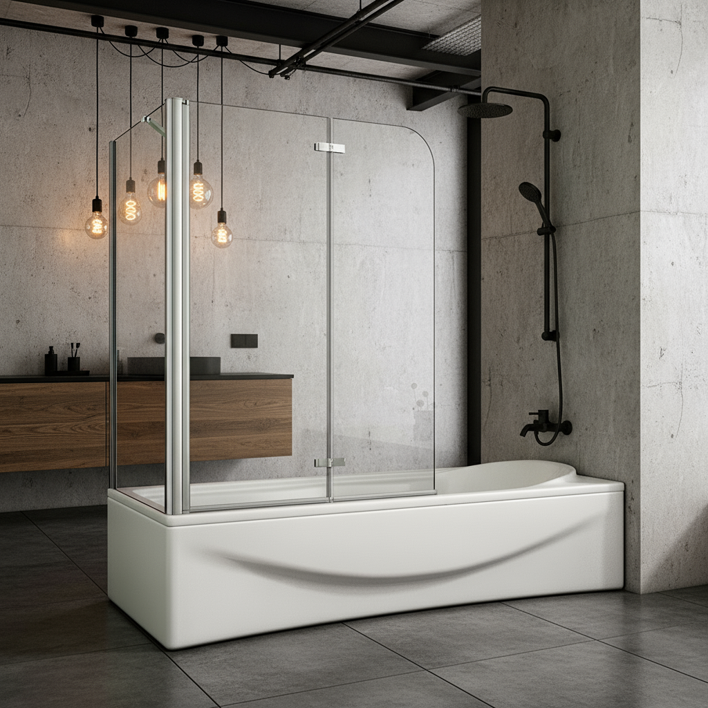 Badewannenaufsatz 2-tlg. Faltwand Duschwand 180° drehbar - Nano Glas Duschabtrennung mit Seitenwand