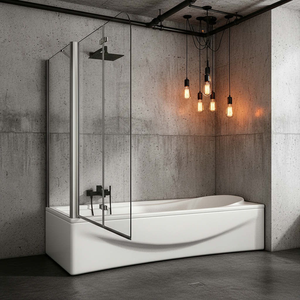 Badewannenaufsatz 2-tlg. Faltwand Duschwand 180° drehbar - Nano Glas Duschabtrennung mit Seitenwand