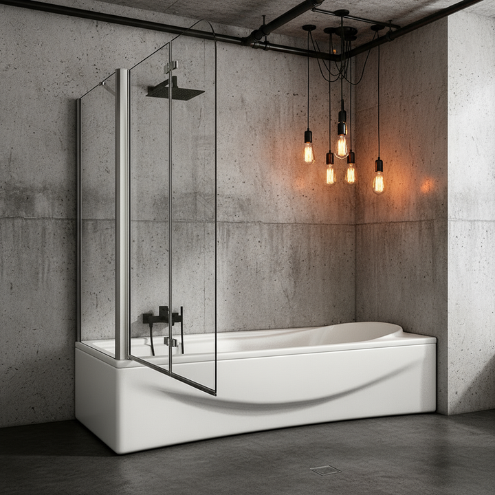 Badewannenaufsatz 2-tlg. Faltwand Duschwand 180° drehbar - Nano Glas Duschabtrennung mit Seitenwand