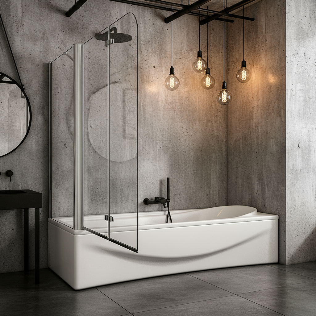 Badewannenaufsatz 2-tlg. Faltwand Duschwand 180° drehbar - Nano Glas Duschabtrennung mit Seitenwand