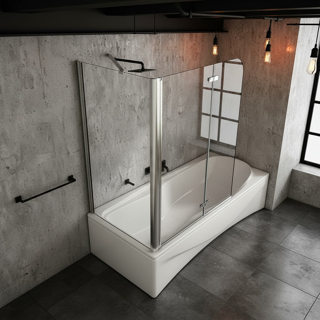 Badewannenaufsatz 2-tlg. Faltwand Duschwand 180° drehbar - Nano Glas Duschabtrennung mit Seitenwand