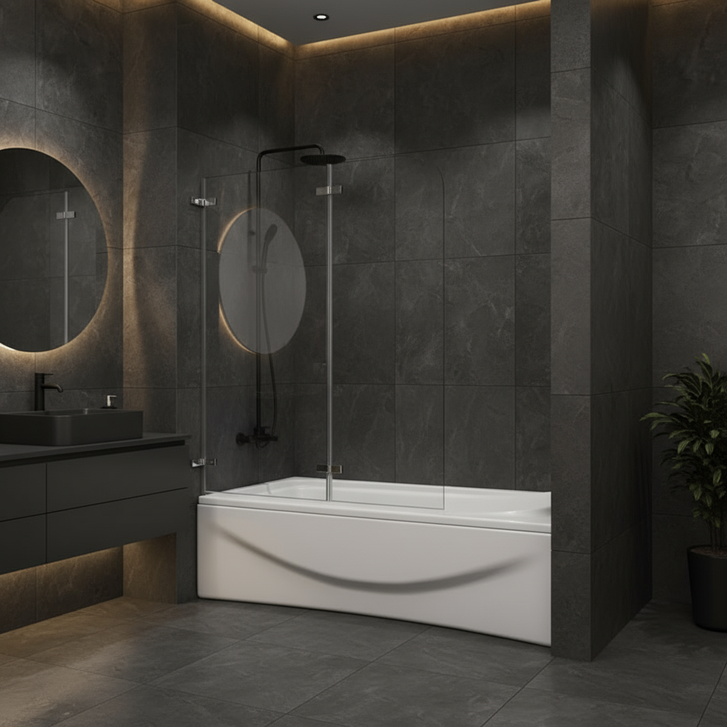 Badewannenaufsatz 2-tlg. Faltwand Duschwand - Duschabtrennung Aufsatz aus Nano Glas – Sam Badelemente