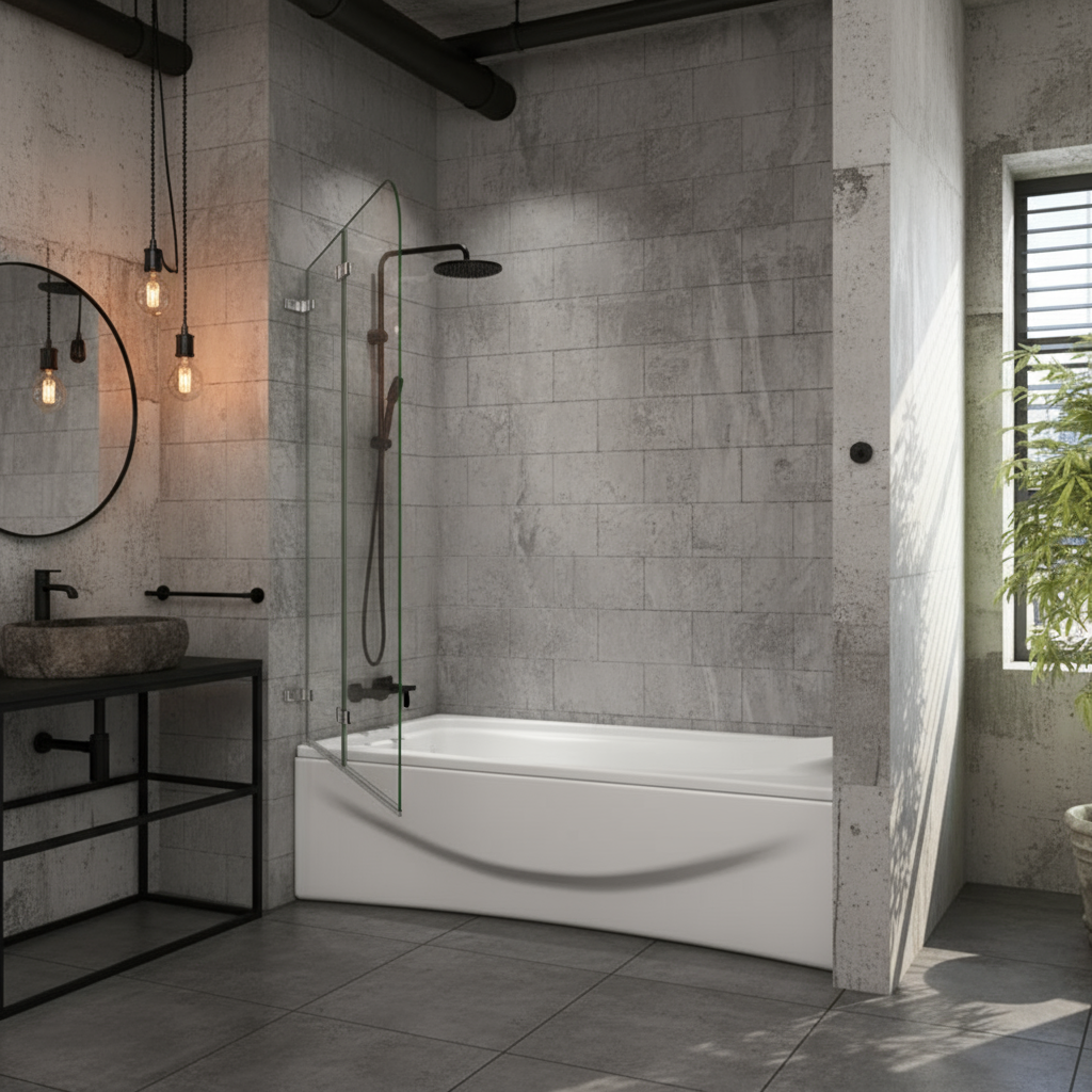 Badewannenaufsatz 2-tlg. Faltwand Duschwand - Duschabtrennung Aufsatz aus Nano Glas – Sam Badelemente