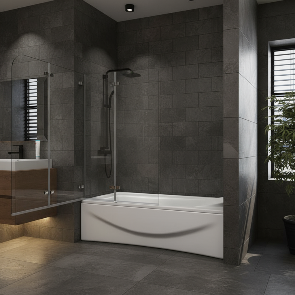 Badewannenaufsatz 2-tlg. Faltwand Duschwand - Duschabtrennung Aufsatz aus Nano Glas – Sam Badelemente