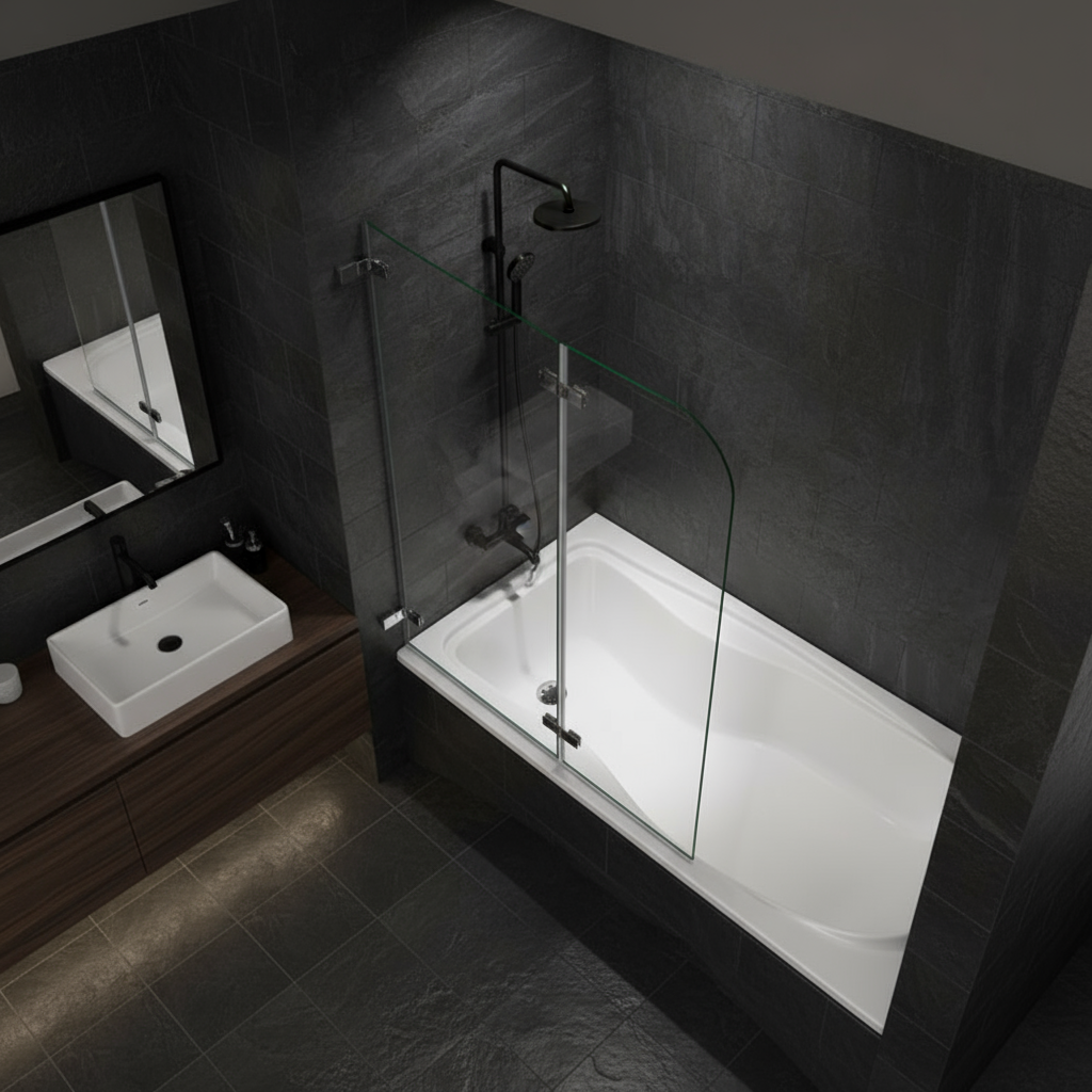 Badewannenaufsatz 2-tlg. Faltwand Duschwand - Duschabtrennung Aufsatz aus Nano Glas – Sam Badelemente