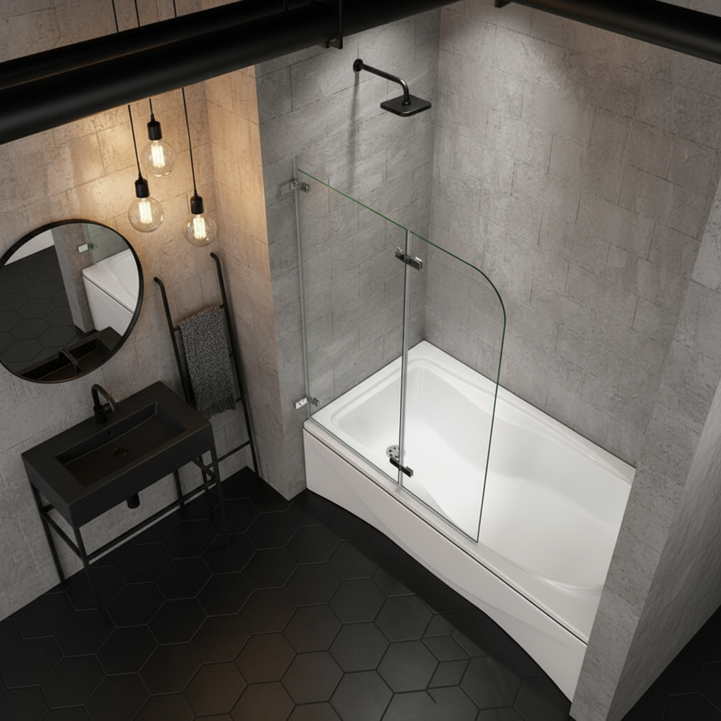 Badewannenaufsatz 2-tlg. Faltwand Duschwand - Duschabtrennung Aufsatz aus Nano Glas – Sam Badelemente