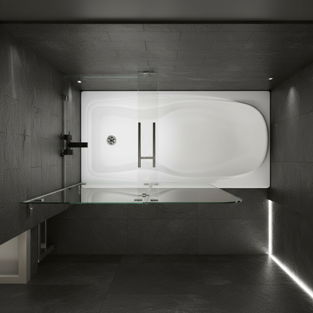 Badewannenaufsatz 2-tlg. Faltwand Duschwand - Duschabtrennung Aufsatz aus Nano Glas – Sam Badelemente