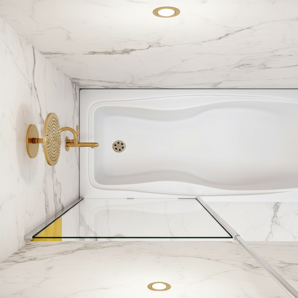 Badewannenaufsatz B.70–80 cm x H.140 cm - Duschtrennwand mit Deckenstrebe  6 mm ESG NANO Glas Feststehend – Sam Badelemente