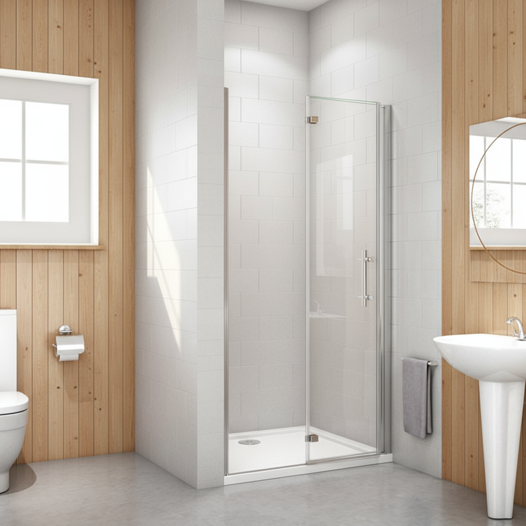 Nischentür Dusche 70–120 cm | Falttür Duschabtrennung, Höhe 185 cm, 6mm NANO-Glas