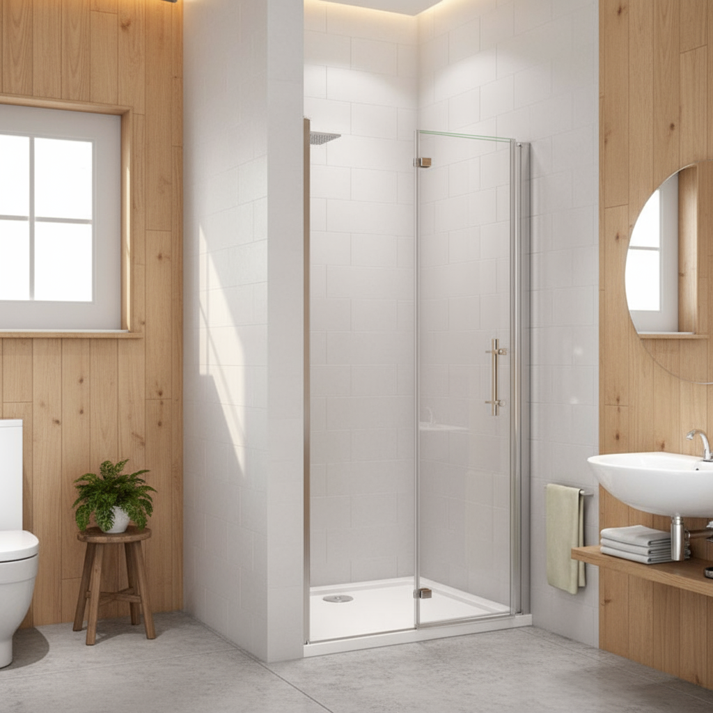 Nischentür Dusche 70–120 cm | Falttür Duschabtrennung, Höhe 185 cm, 6mm NANO-Glas