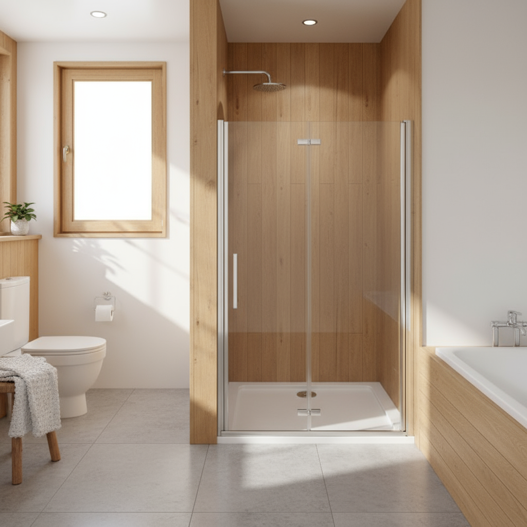 Nischentür Dusche 70–120 cm | Falttür Duschabtrennung, Höhe 185 cm, 6mm NANO-Glas