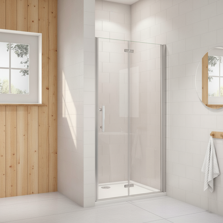 Nischentür Dusche 70–120 cm | Falttür Duschabtrennung, Höhe 185 cm, 6mm NANO-Glas