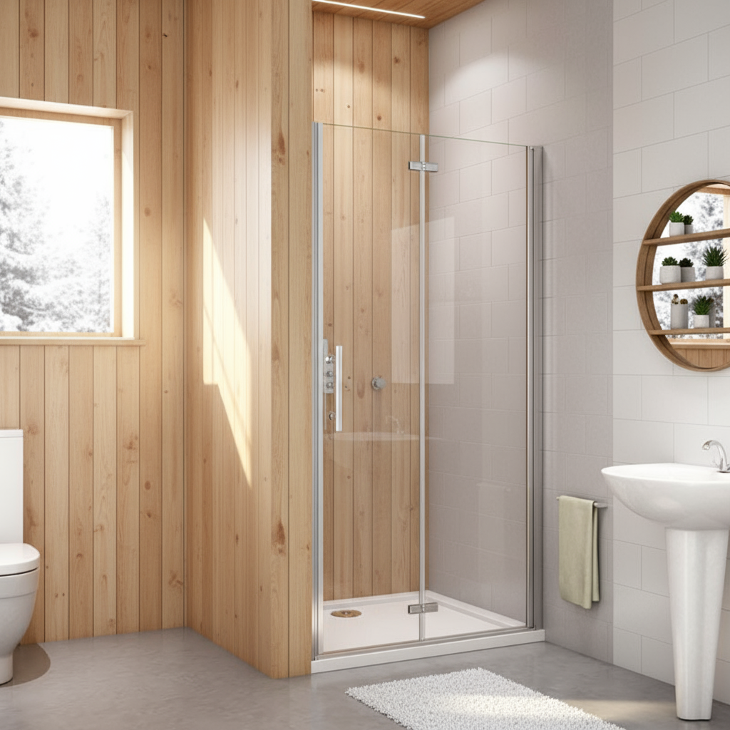 Nischentür Dusche 70–120 cm | Falttür Duschabtrennung, Höhe 185 cm, 6mm NANO-Glas