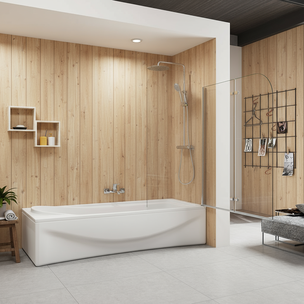 Badewannenaufsatz 2-tlg. Faltwand Duschwand 180° drehbar - Nano Glas Duschabtrennung H.140 cm – Mattgrau – Sam Badelemente