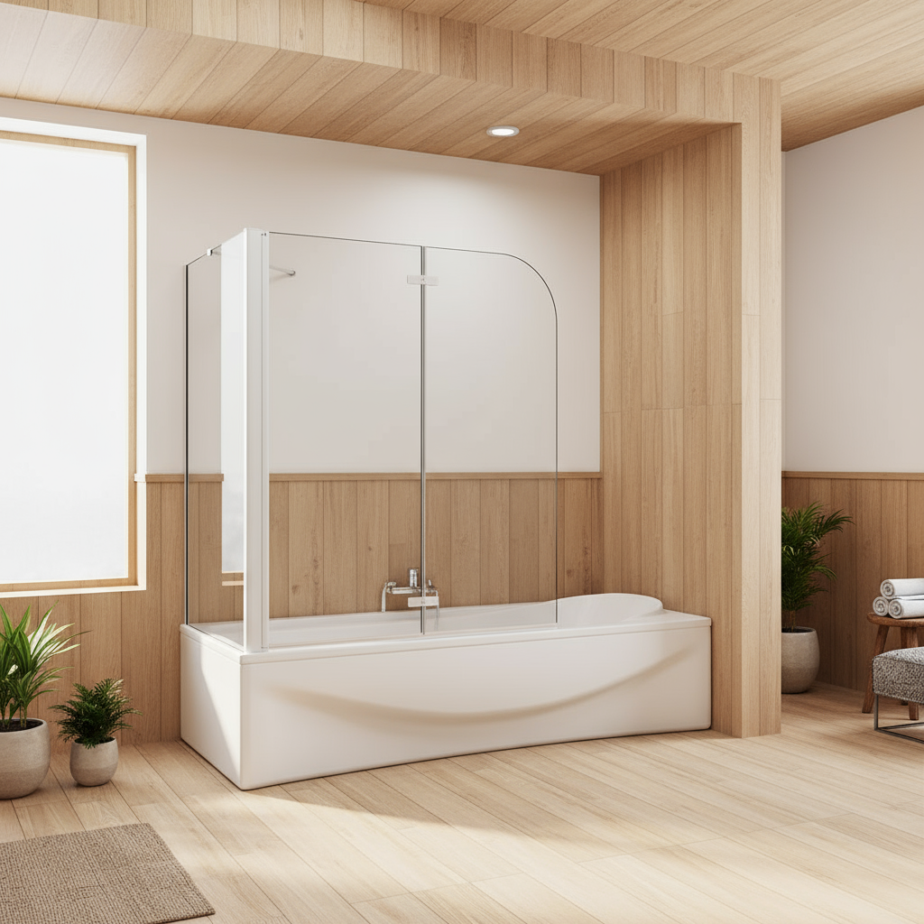 Badewannenaufsatz 2-tlg. Faltwand Duschwand 180° drehbar - Nano Glas Duschabtrennung H.140 cm mit Seitenwand – Mattgrau – Sam Badelemente