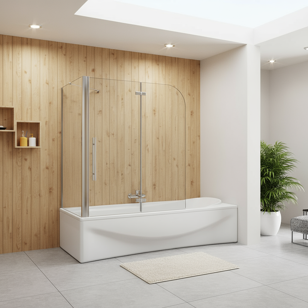 Badewannenaufsatz 2-tlg. Faltwand Duschwand 180° drehbar - Nano Glas Duschabtrennung H.140 cm mit Seitenwand – Mattgrau – Sam Badelemente