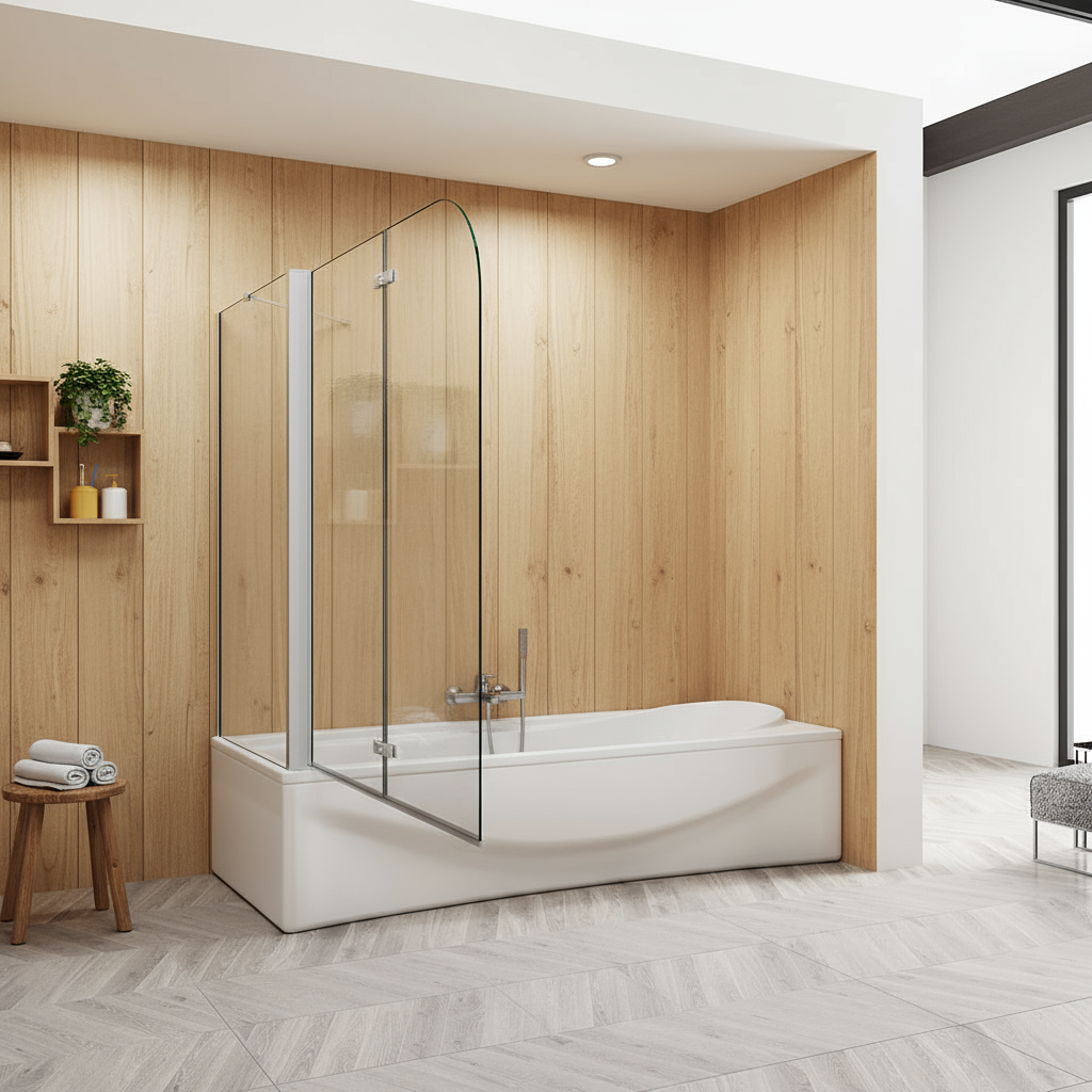 Badewannenaufsatz 2-tlg. Faltwand Duschwand 180° drehbar - Nano Glas Duschabtrennung H.140 cm mit Seitenwand – Mattgrau – Sam Badelemente