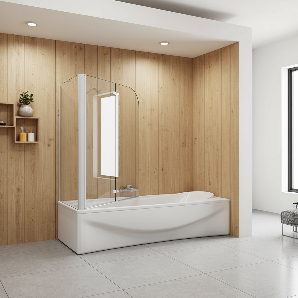 Badewannenaufsatz 2-tlg. Faltwand Duschwand 180° drehbar - Nano Glas Duschabtrennung H.140 cm mit Seitenwand – Mattgrau – Sam Badelemente