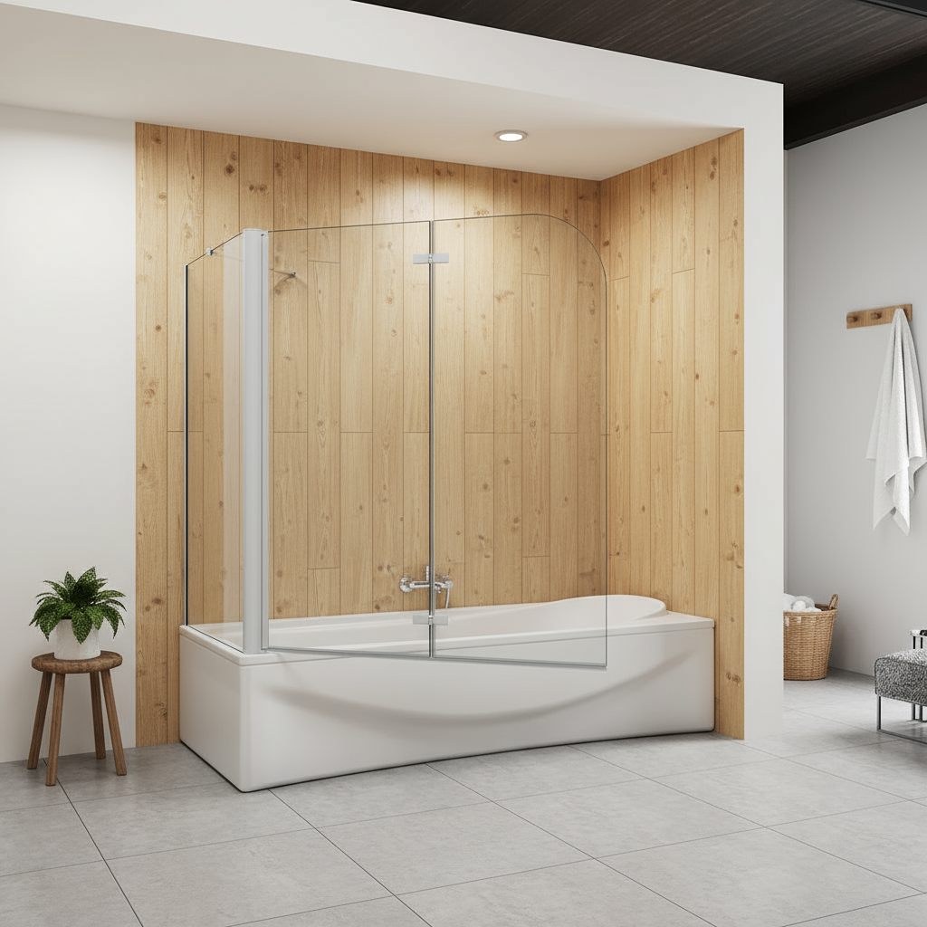 Badewannenaufsatz 2-tlg. Faltwand Duschwand 180° drehbar - Nano Glas Duschabtrennung H.140 cm mit Seitenwand – Mattgrau – Sam Badelemente