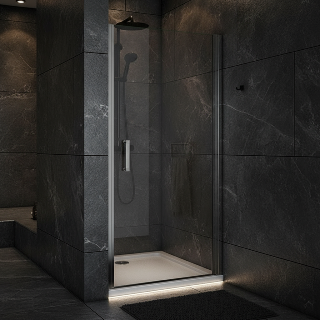 Nischentür Dusche 70–100 cm | Duschabtrennung mit Drehtür, Höhe 185 cm, ESG-Echtglas