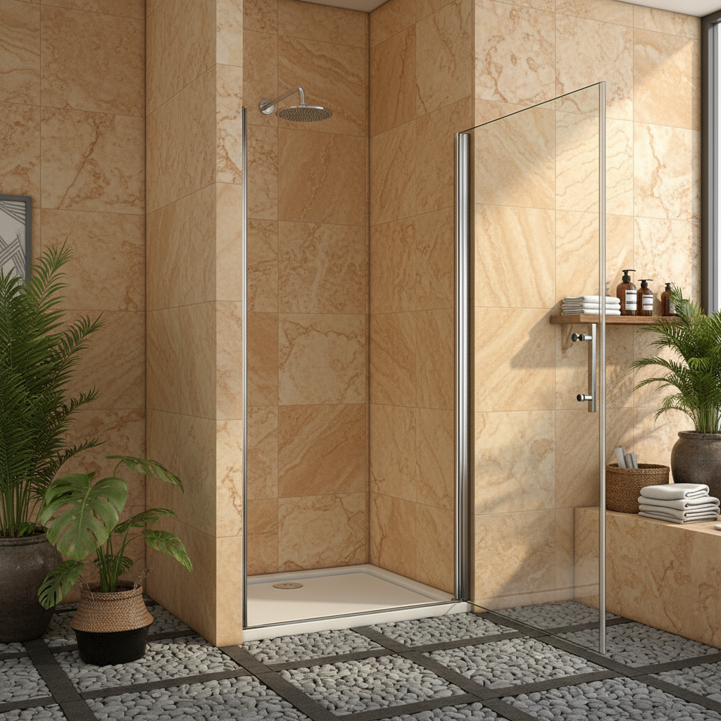 Pendeltür Nischentür Dusche 70–100 cm | Duschabtrennung mit Drehtür, Höhe 190/195 cm, ESG-Echtglas