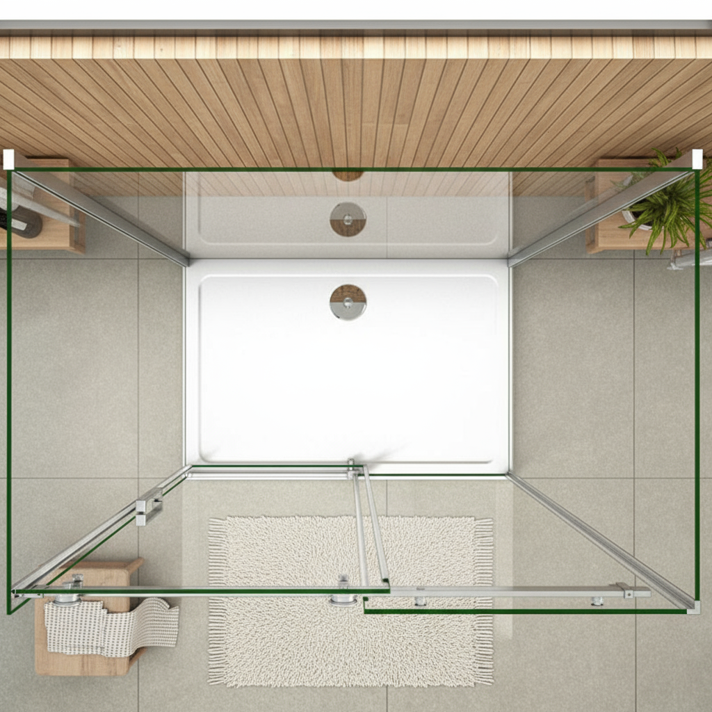 U-Form Duschkabine 8mm Echtglas mit Schiebetür – 100–160 cm