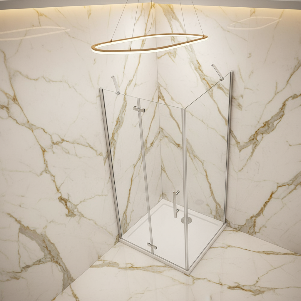 Duschkabine mit Scharniertür | 190/195 cm Höhe, 5/6mm NANO-Glas Duschabtrennung