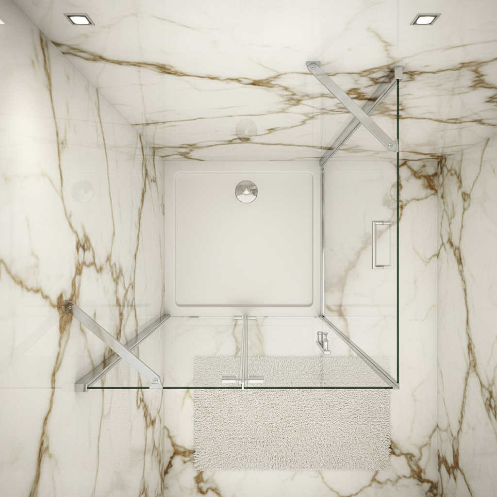 Duschkabine mit Scharniertür | 190/195 cm Höhe, 5/6mm NANO-Glas Duschabtrennung