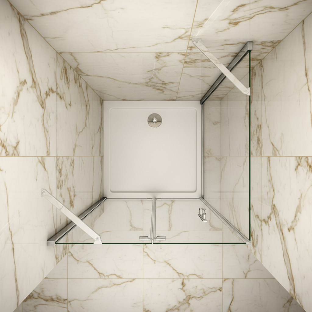 Duschkabine mit Scharniertür | 190/195 cm Höhe, 5/6mm NANO-Glas Duschabtrennung