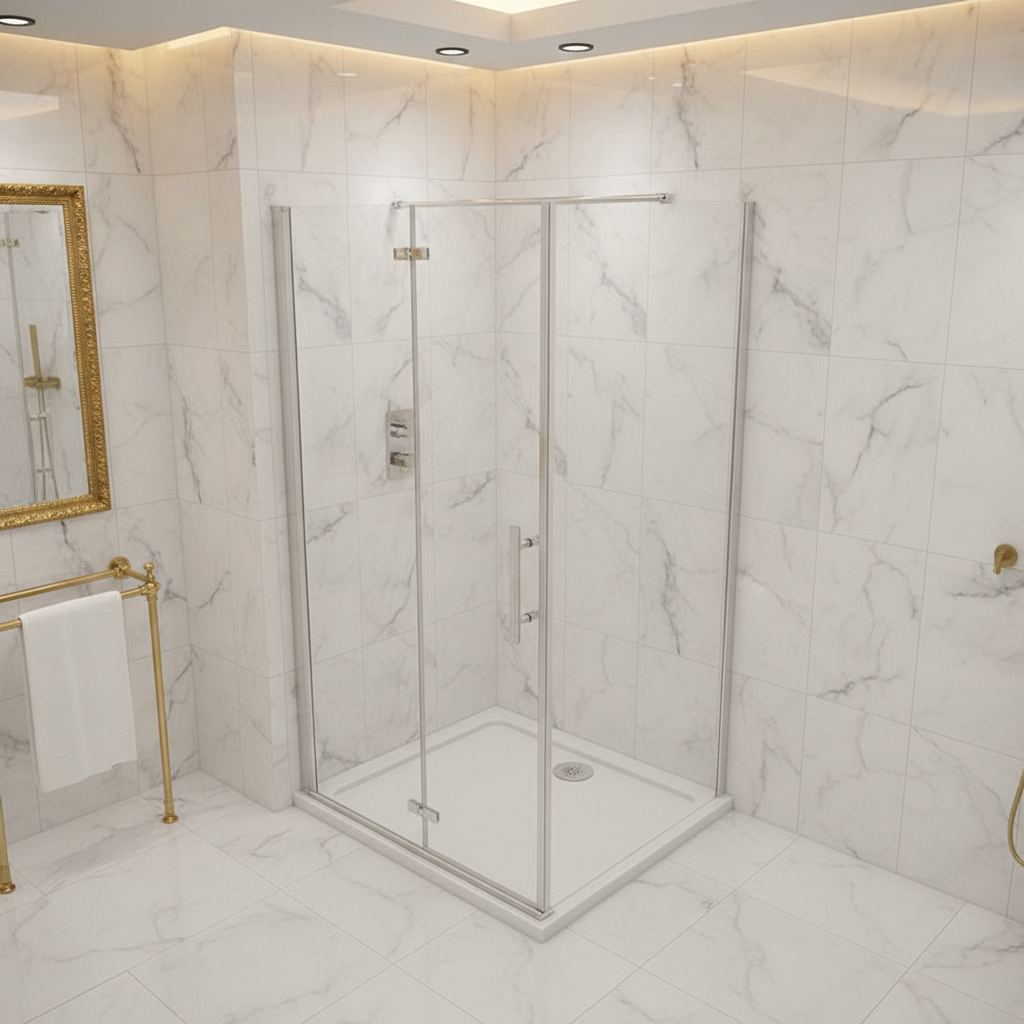 Duschkabine 195 cm Höhe | 80–120 cm Scharniertür/Falttür/Drehtür + 70–90 cm Duschwand