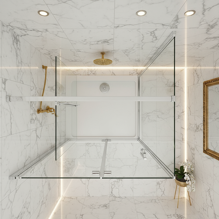 Duschkabine 195 cm Höhe | 80–120 cm Scharniertür/Falttür/Drehtür + 70–90 cm Duschwand