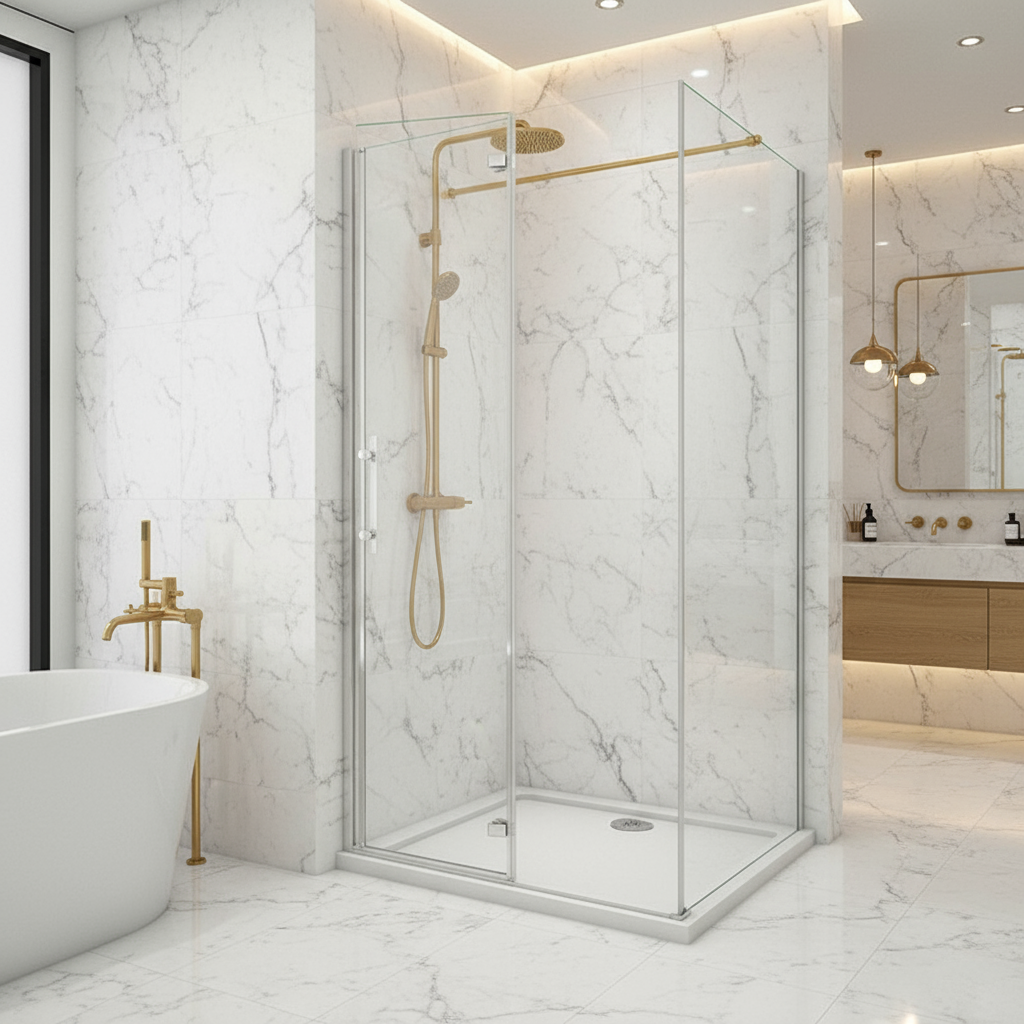 Duschkabine 195 cm Höhe | 80–120 cm Scharniertür/Falttür/Drehtür + 70–90 cm Duschwand