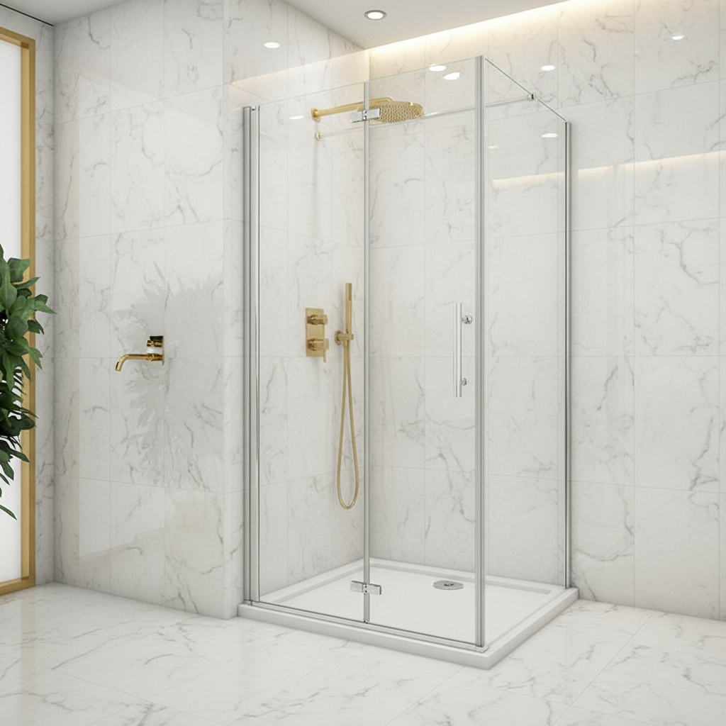 Duschkabine 195 cm Höhe | 80–120 cm Scharniertür/Falttür/Drehtür + 70–90 cm Duschwand