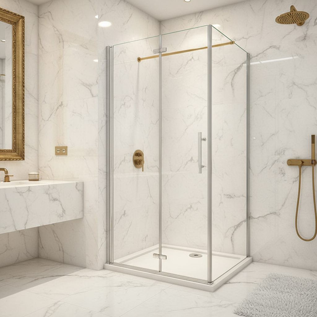 Duschkabine 195 cm Höhe | 80–120 cm Scharniertür/Falttür/Drehtür + 70–90 cm Duschwand