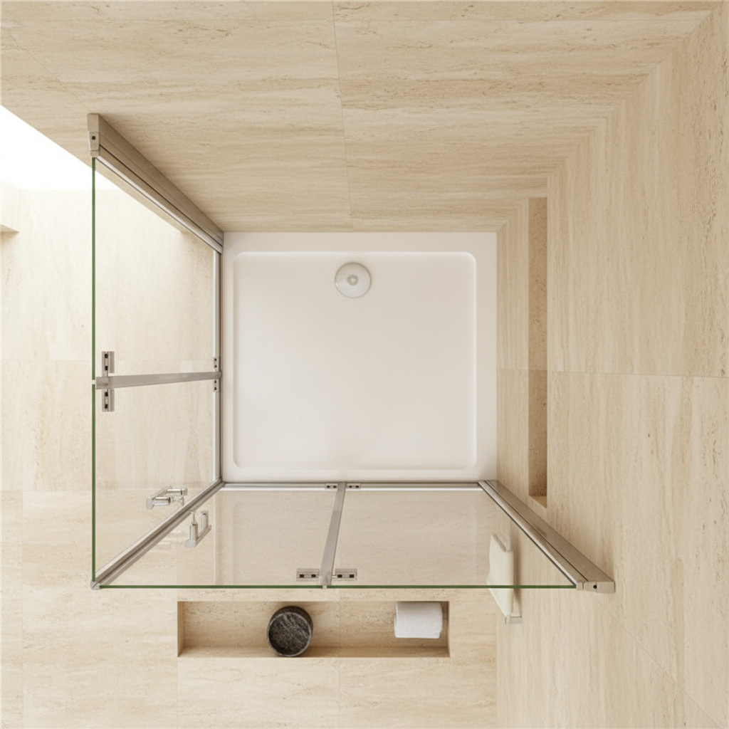 Eckeinstieg Duschkabine 70–120cm x 185cm | Duschabtrennung mit 180° Falttür & Duschwand