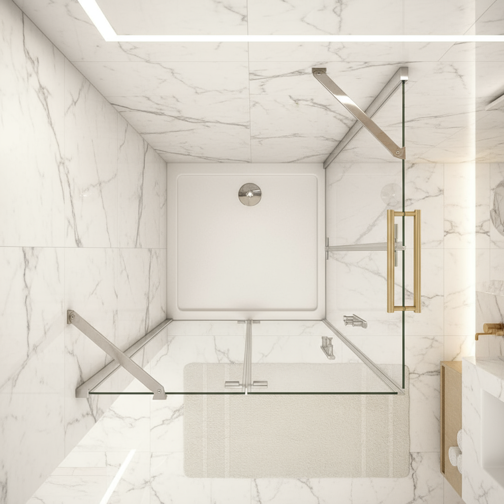 Eckeinstieg Duschkabine 70–120cm | Höhe 185–195cm | Duschabtrennung mit Falttür & NANO Glas